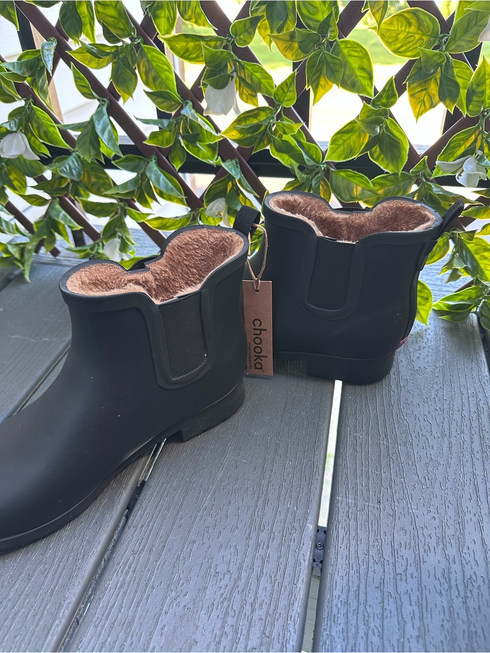 Chooka Womens sz 10 Fur Lined Rain Chelsea Boots in Black